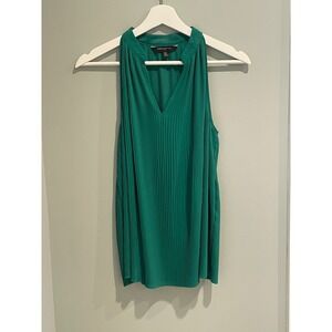Banana Republic XS Green Pleated Sleeveless Halter Top Blouse